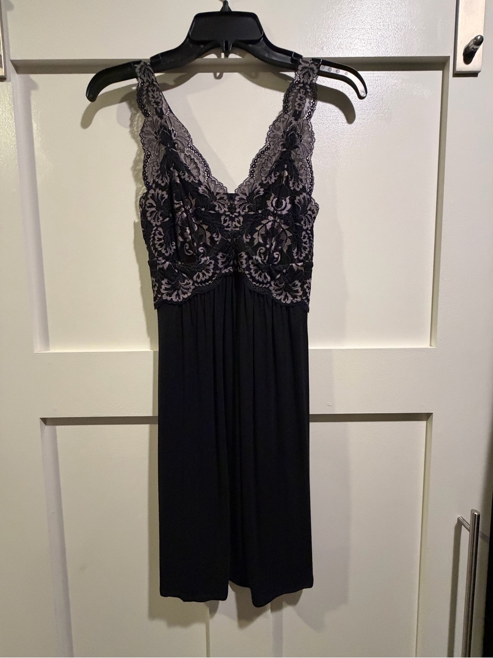 Soma Black Lace Trim Sleeveless Romper with Sheer Floral Overlay